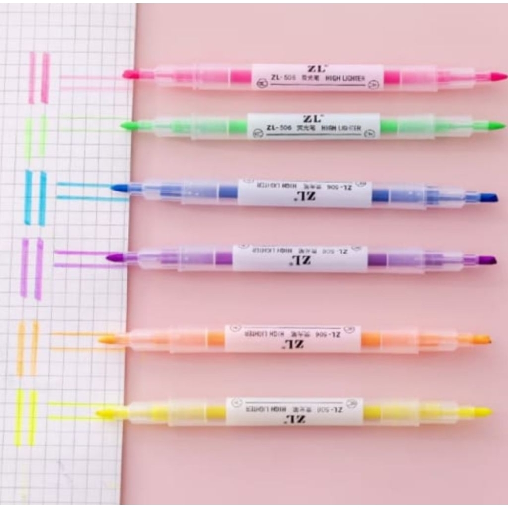 

Stabilo Panjang 2 Sisi Isi 6pcs Warna -Warni Pensil Penanda Tulisan Double Side Highlighter 2in1 Multicolor