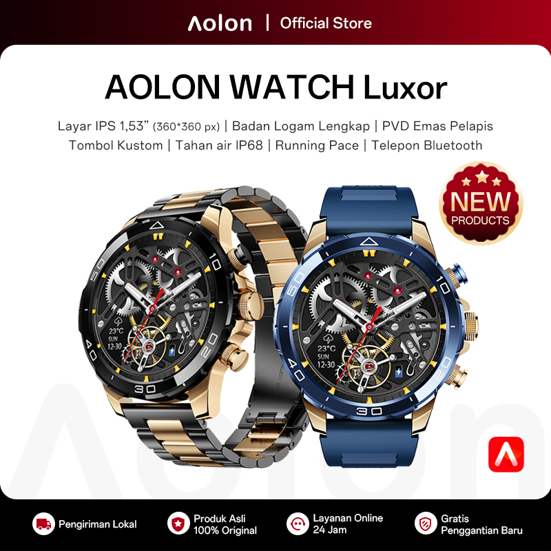 Aolon Luxor Jam Tangan Smartwatch Tombol Kustom 48mm Layar IPS Detak Jantung 24H Telepon Bluetooth O