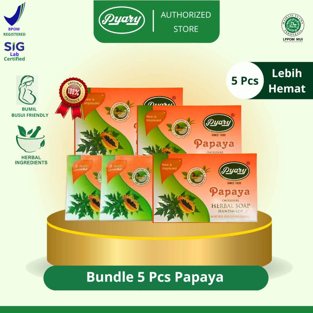 [Paket Hemat 5 PCS] PAPAYA Sabun Pyary Papaya BPOM Distributor Resmi PyaryID