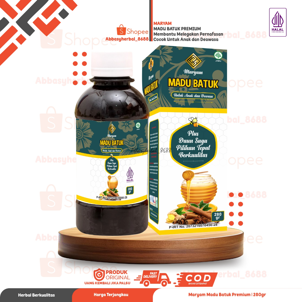 Abbasy Herbal_Madu Batuk Maryam 280gr | Meredakam Batuk dan Flu