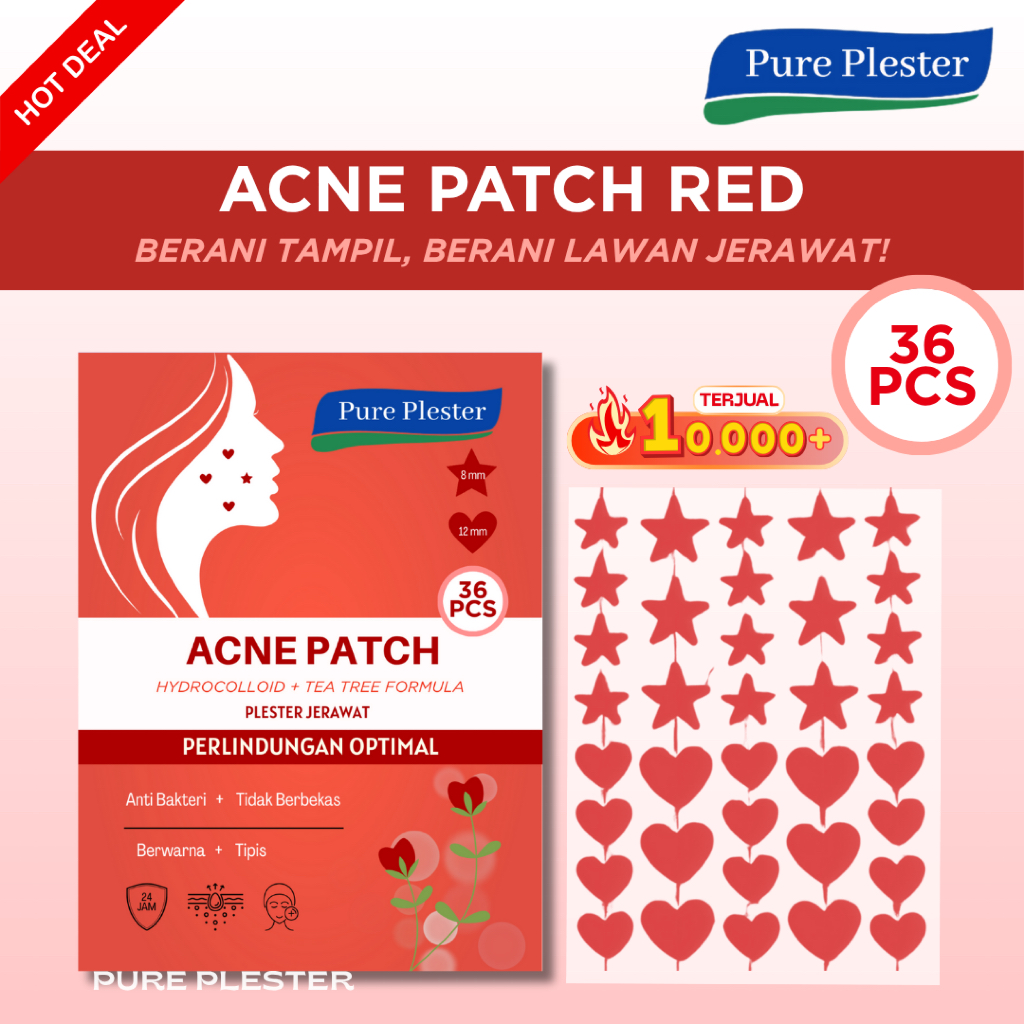 Acne Pimple Patch Red / Plester Jerawat Merah Karakter Star dan Love - Hydrocolloid Patch - Obat Jer