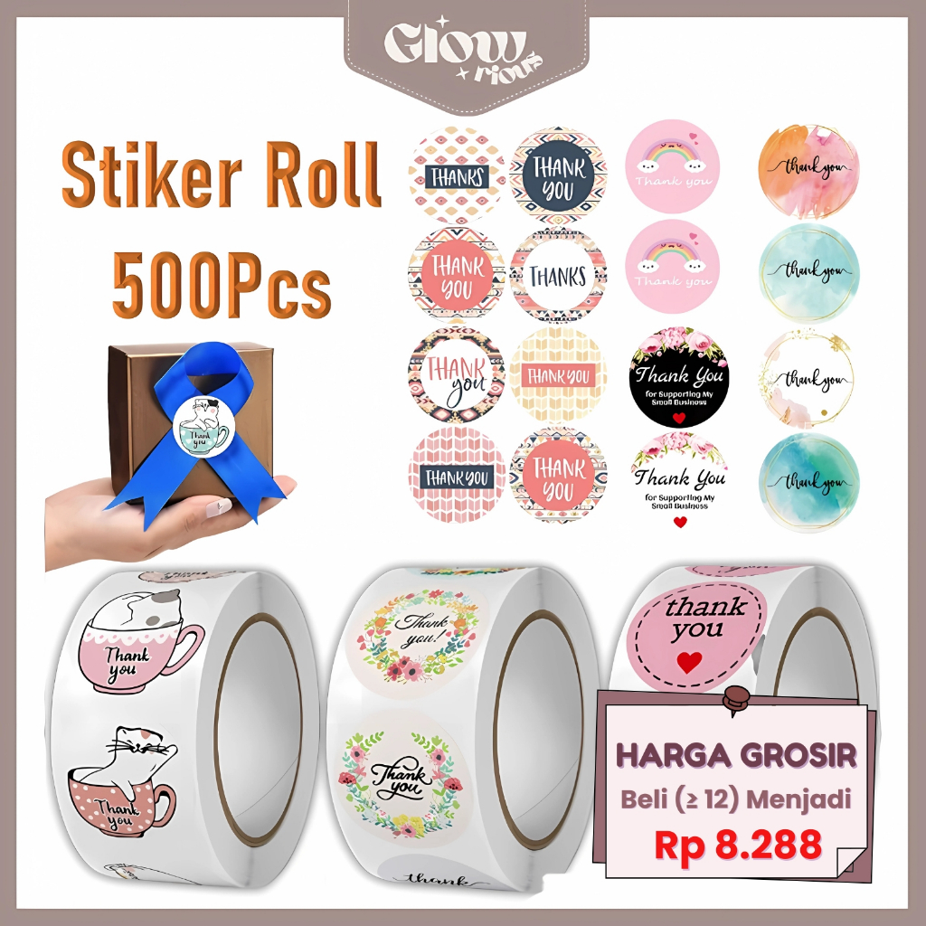

GR Sticker Thank You Roll Isi 500 Pcs Stiker Terima Kasih Warna Souvenir Label Roll Tempelan LG-16