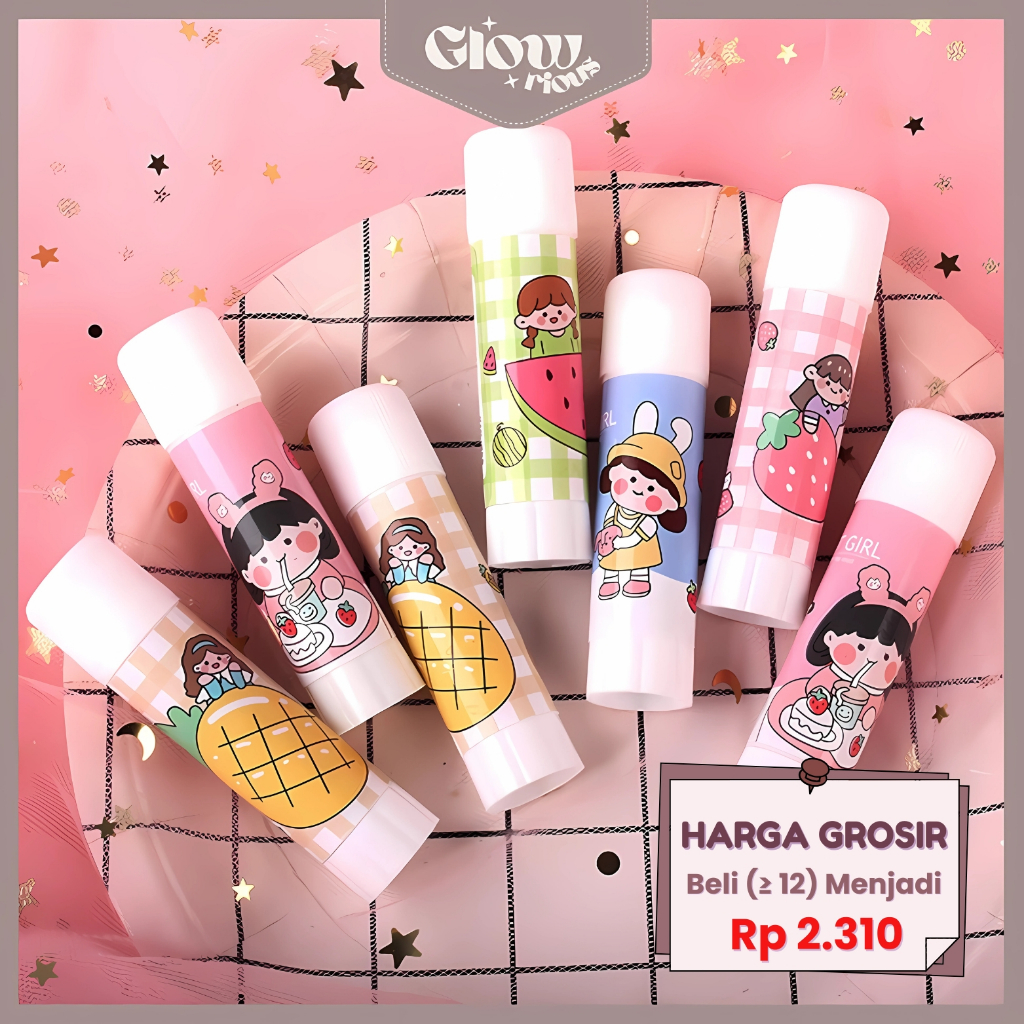 

GR Lem Perekat Kertas Padat Glue Stick Lem Stik Batang Putar Sekolah Kantor Motif Korea Lucu LG-88