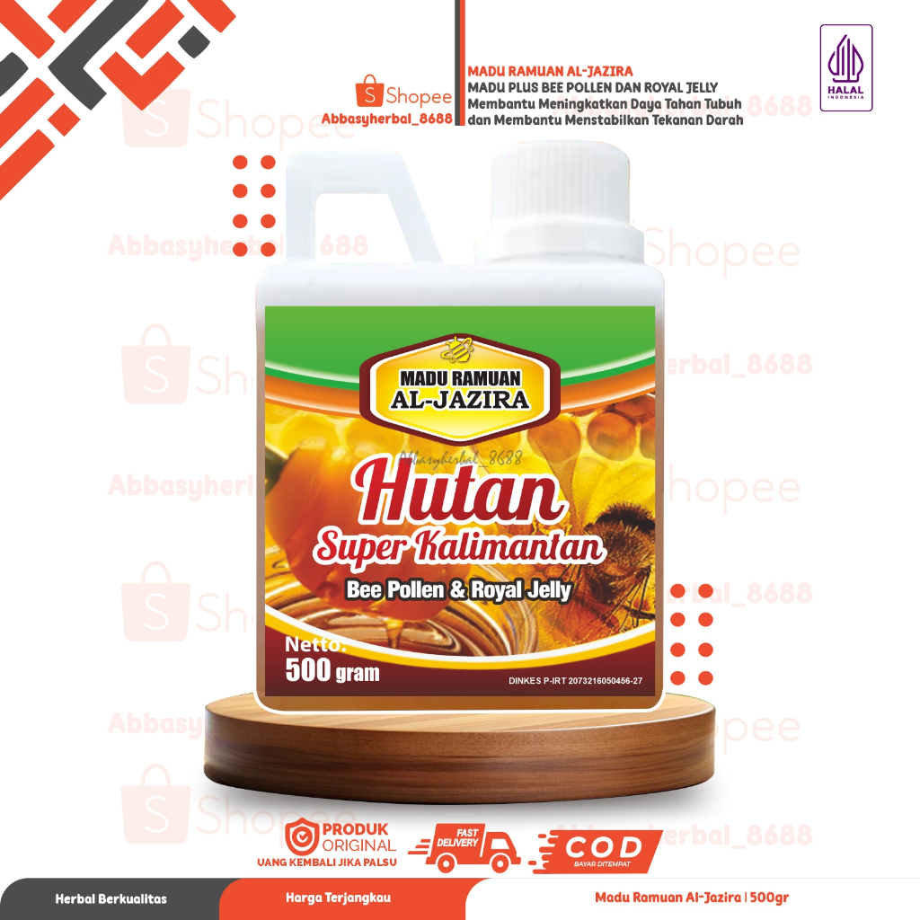 

Abbasy Herbal_Original Produl Bersegel Madu Ramuan Al Jazira / Hutan Super Kalimantan / Bee Pollen & Royal Jelly 500gr