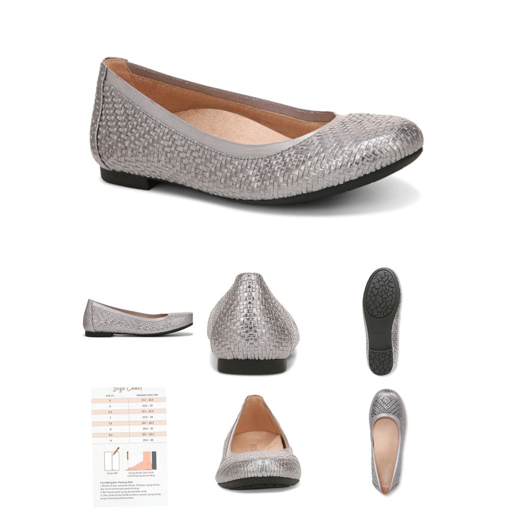 vionic shoes woman remaja wanita anita silver size 38,5 / 39 preloved flat shoes slip on