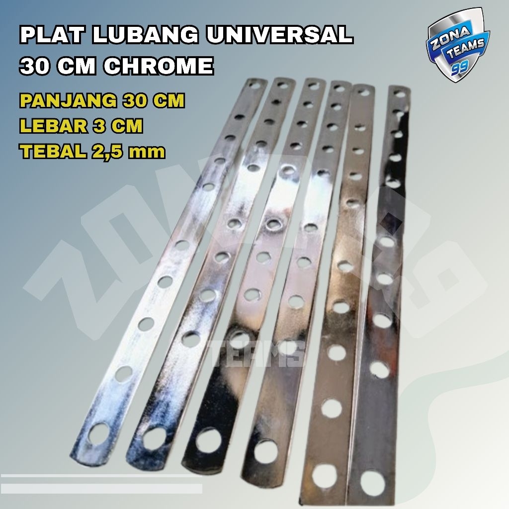 Besi Plat Lubang Tebal Crome Plat Besi Lubang Serbaguna Chrom 30Cm