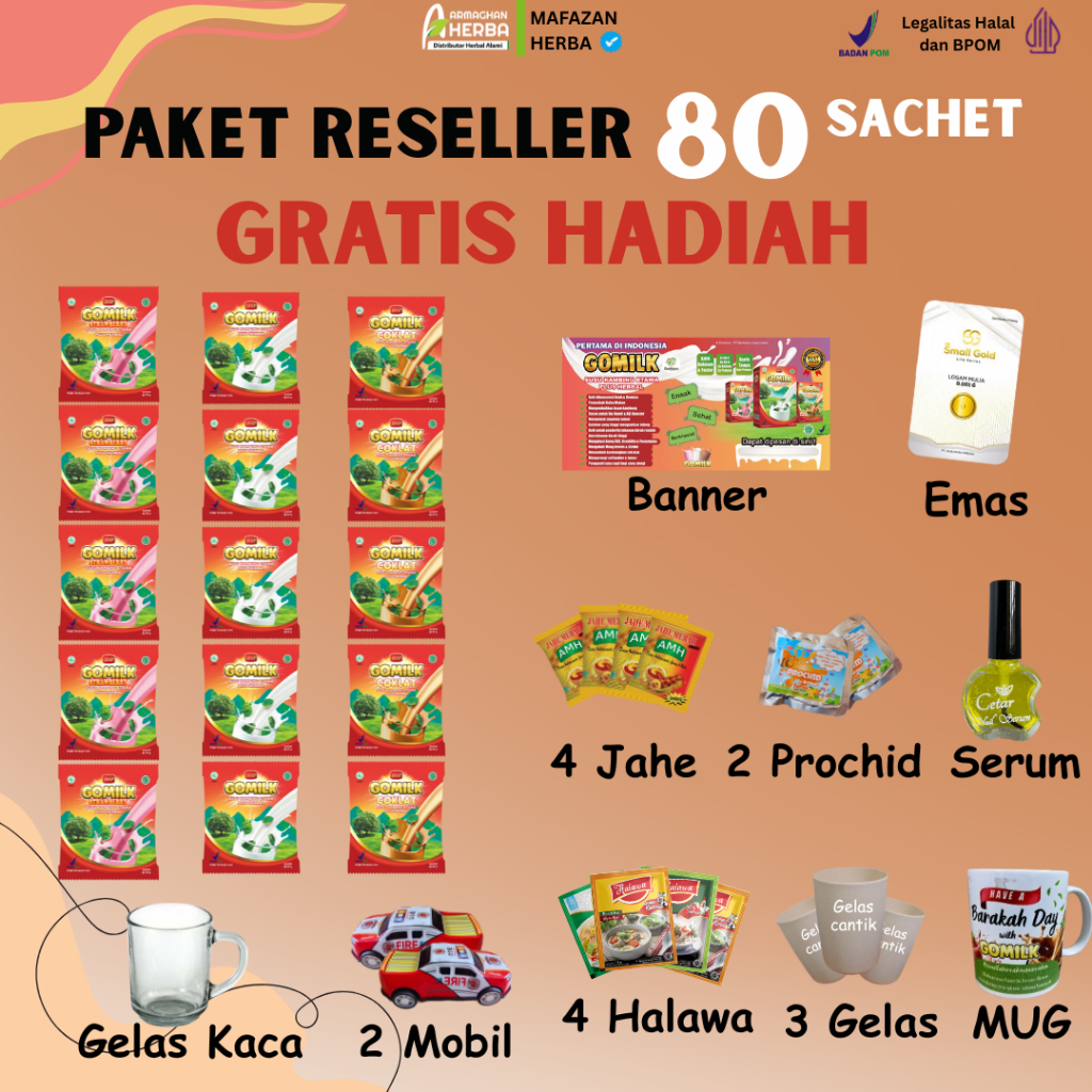 

[PAKET REELLER 80 SACHET] SUSU GOMILK SUSU ETAWA PLUS HERBAL SACHET ISI 80