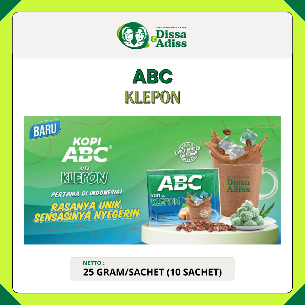 

Kopi ABC Rasa Klepon 10 Sachet Dengan Pengemasan Aman - Tobaqdissa