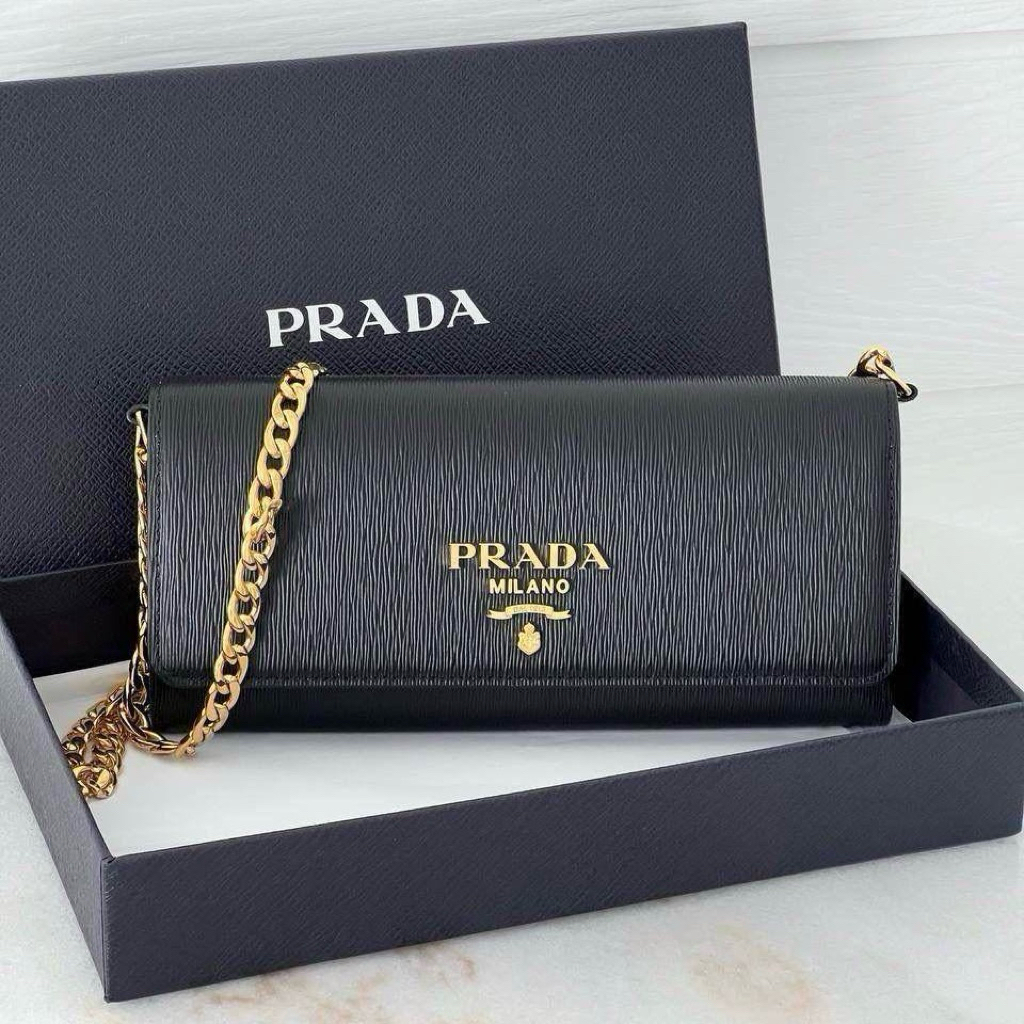 PRADA Vitello Move Flap Wallet on Chain WOC Crossbody Bag