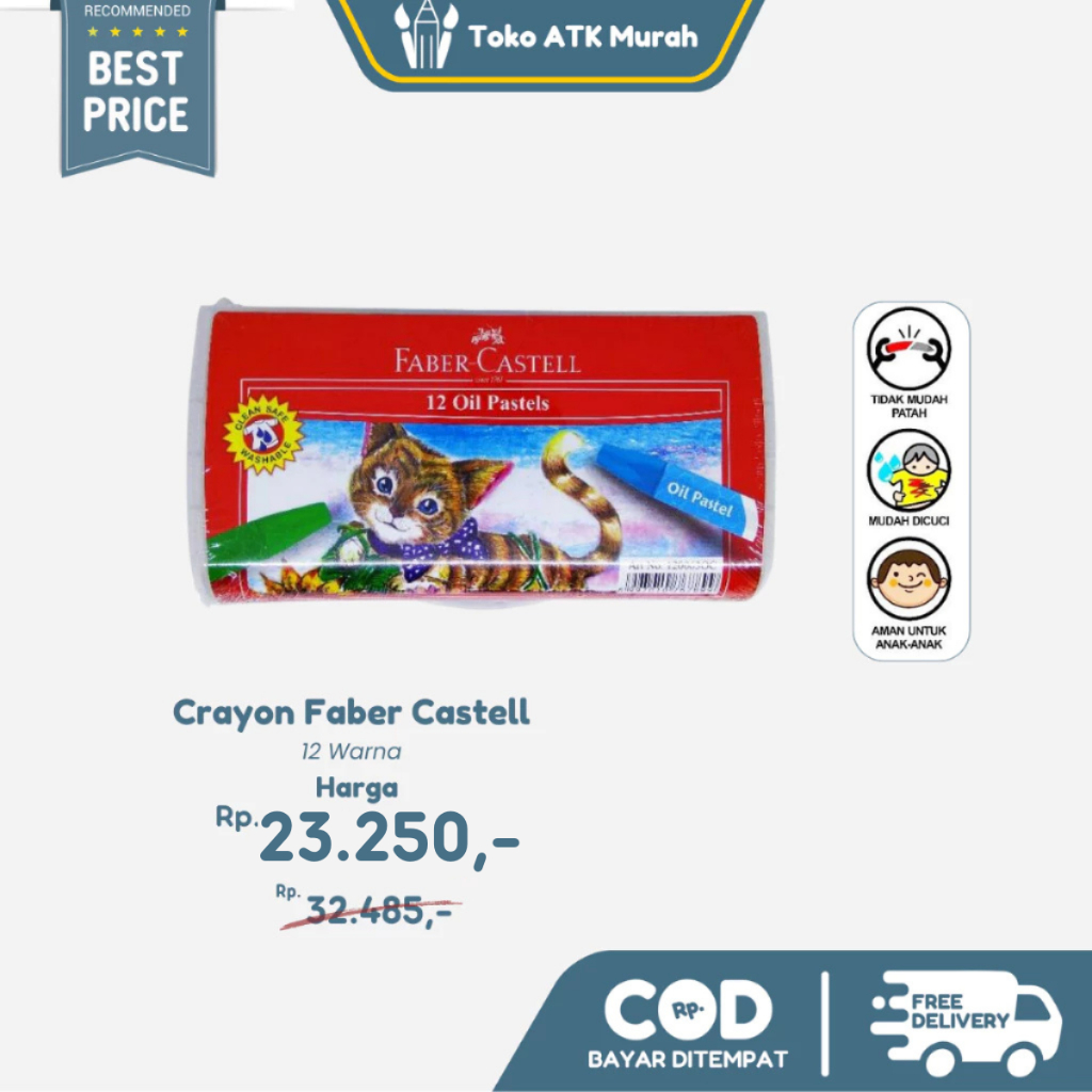 

Hexagonal Crayon 12 Warna Oil Pastel - Faber Castell