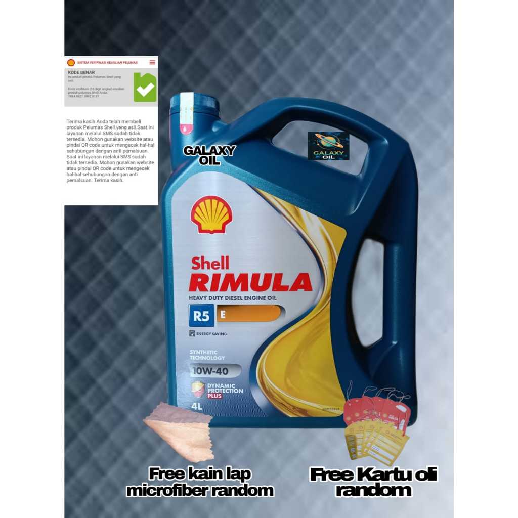 OLI MOBIL SHELL RIMULA R5 E 10W-40 GALON 4LITER / SHELL RIMULA R5 E
