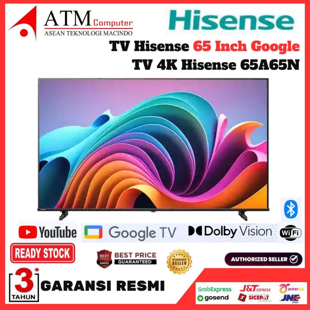 Hisense tv 65 Inch 65A65N Hisense Google tv 65A65 4K [RESMI]