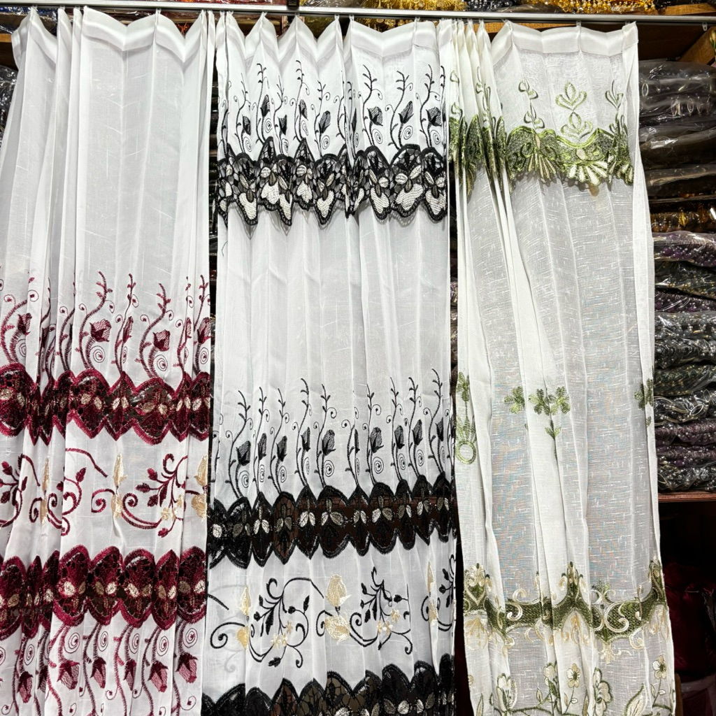 Vitrase gorden motif bordir,dalaman gorden