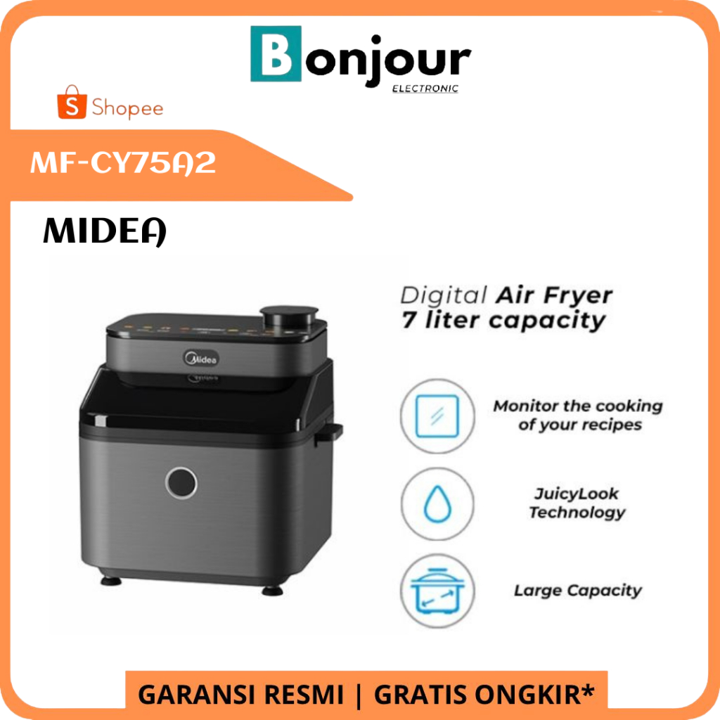 Air Fryer Midea MF-CY75A2 Kapasitas 7 Liter AirFryer Midea 1650 Watt