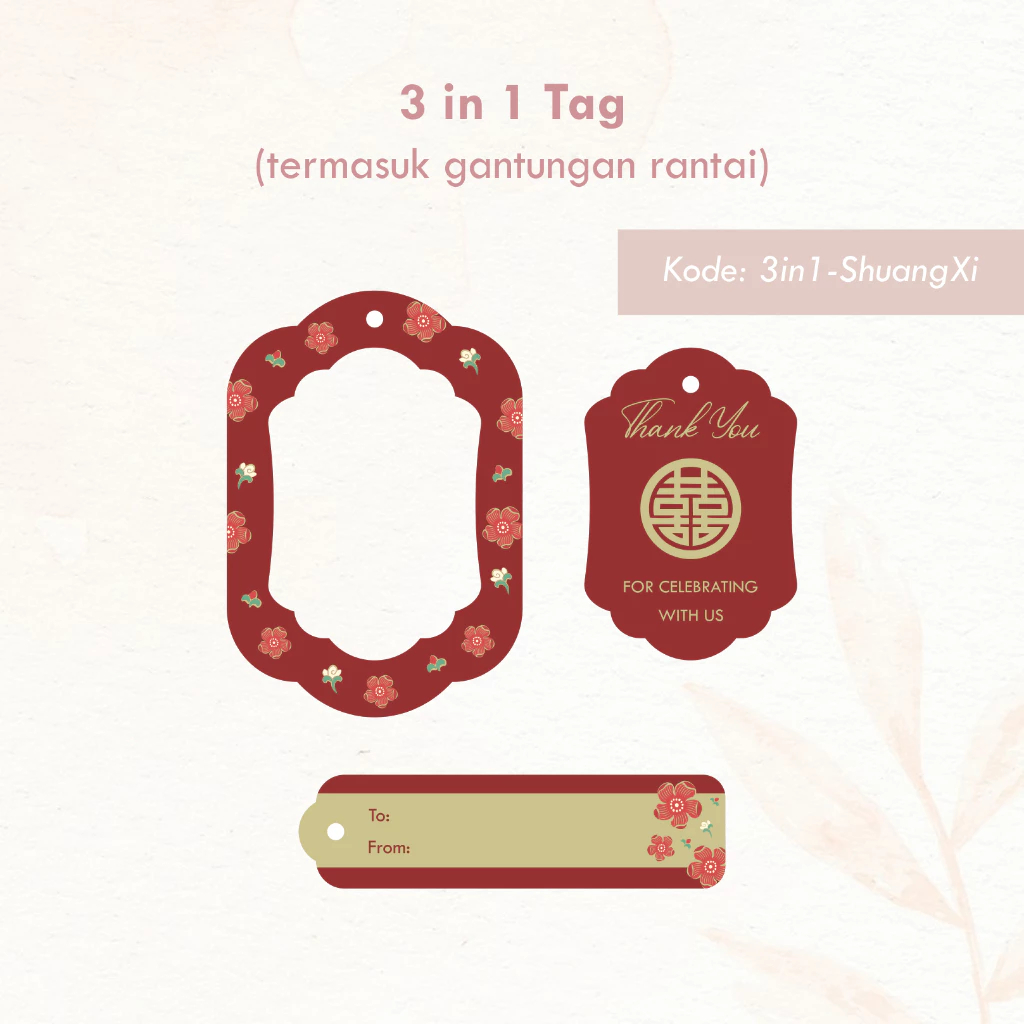 

10 Set Hang Tag 3in1 Engagement Wedding Shuang Xi Tag