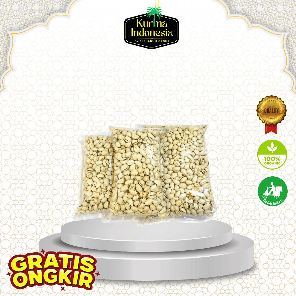

Kacang Pistachios 1kg Premium Original Gurih pustuk kacang ketawa - kurma indonesia
