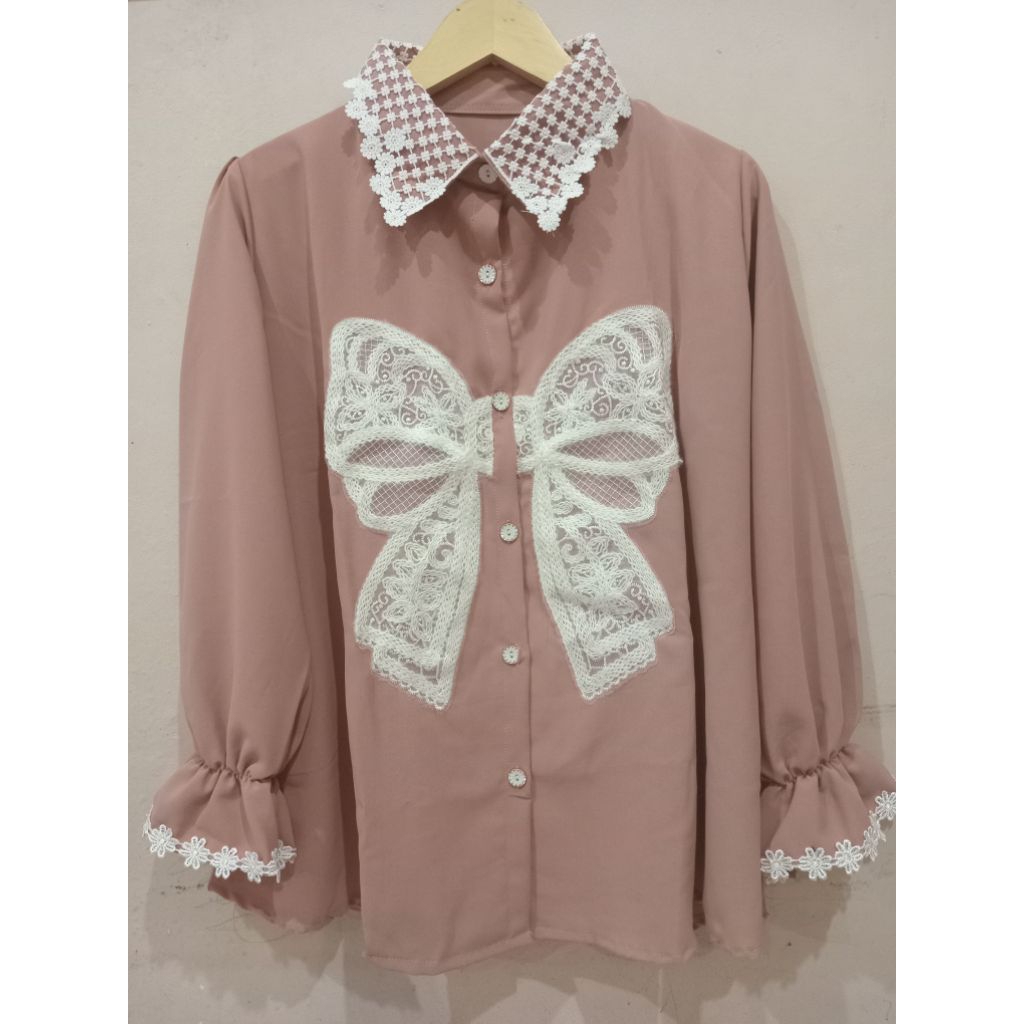 [NEW] Atasan kemeja pita renda