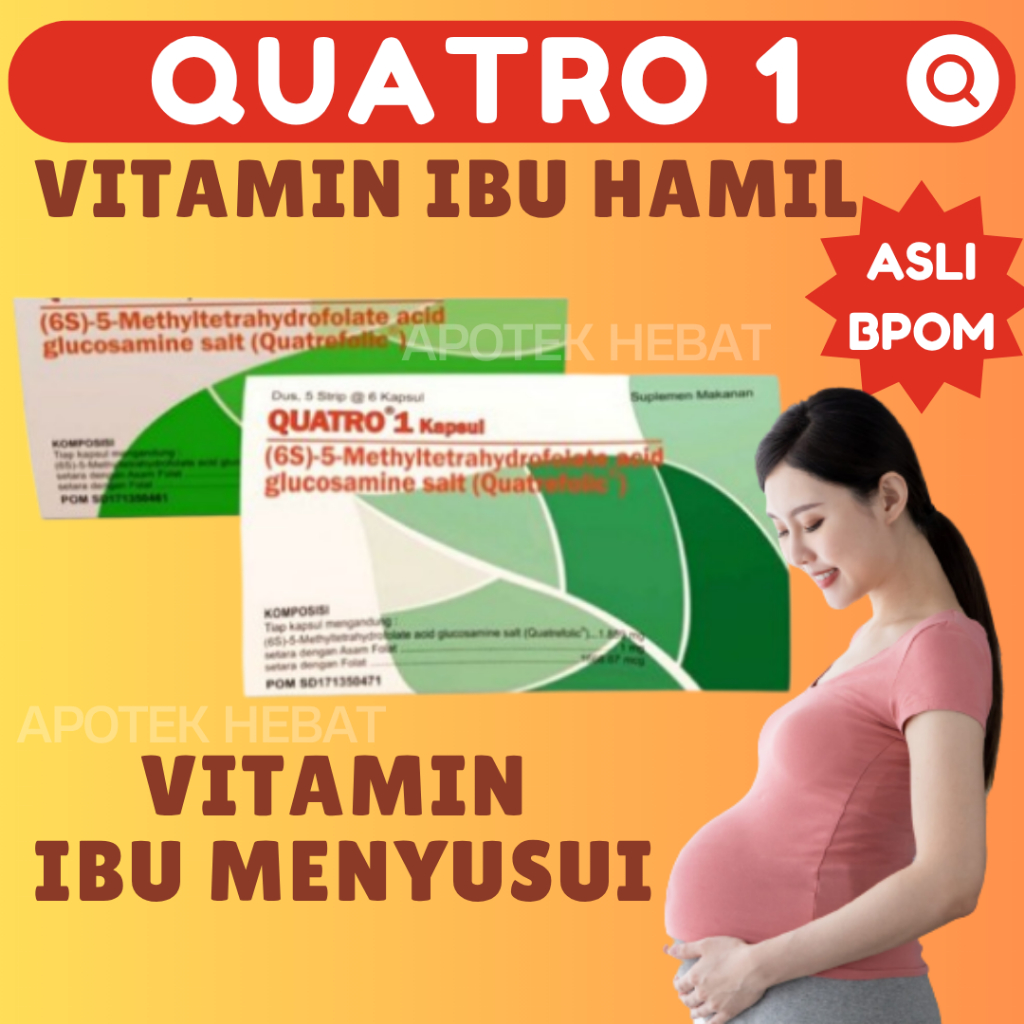 Quatro 1mg 1 strip isi 6 tablet Vitamin Hamil Asam Folat Vitamin B9 Vit B9