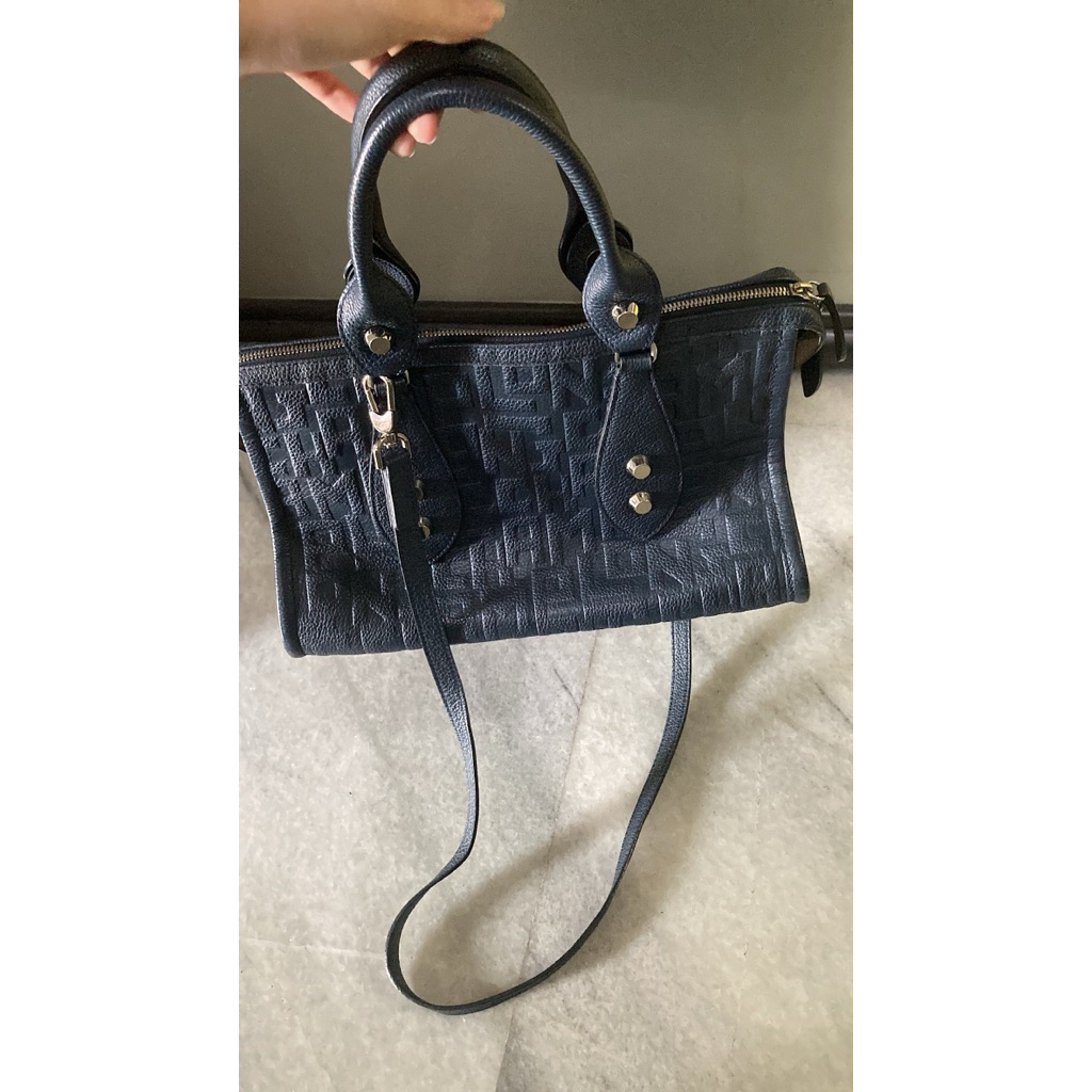 LC la voyageuse leather cuir navy bag top handle bag