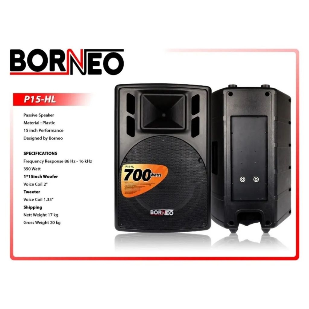 speaker pasif 15inch Borneo P15 HL original speaker 15inch fiber
