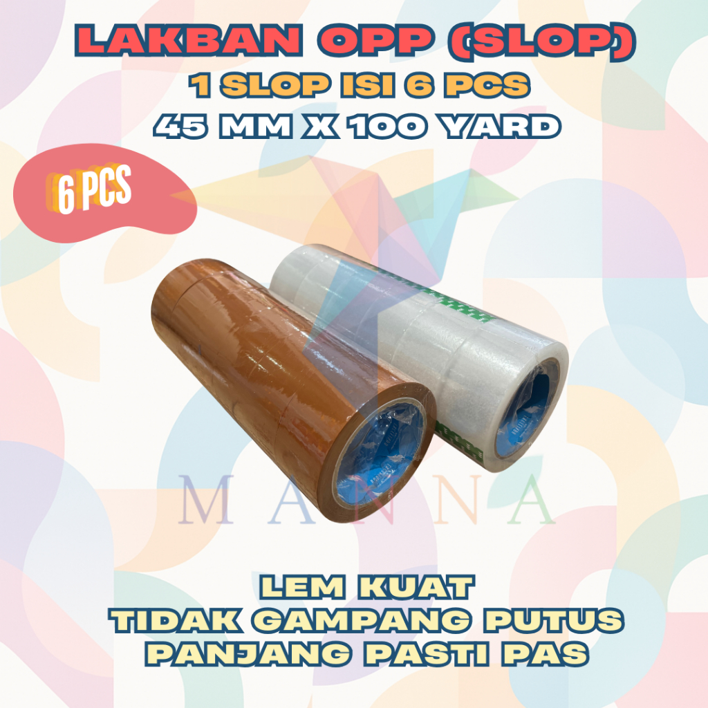 

(Dapat 6 pcs) MANNA Lakban Bening Coklat 45mmx100 YARD PREMIUM QUALITY