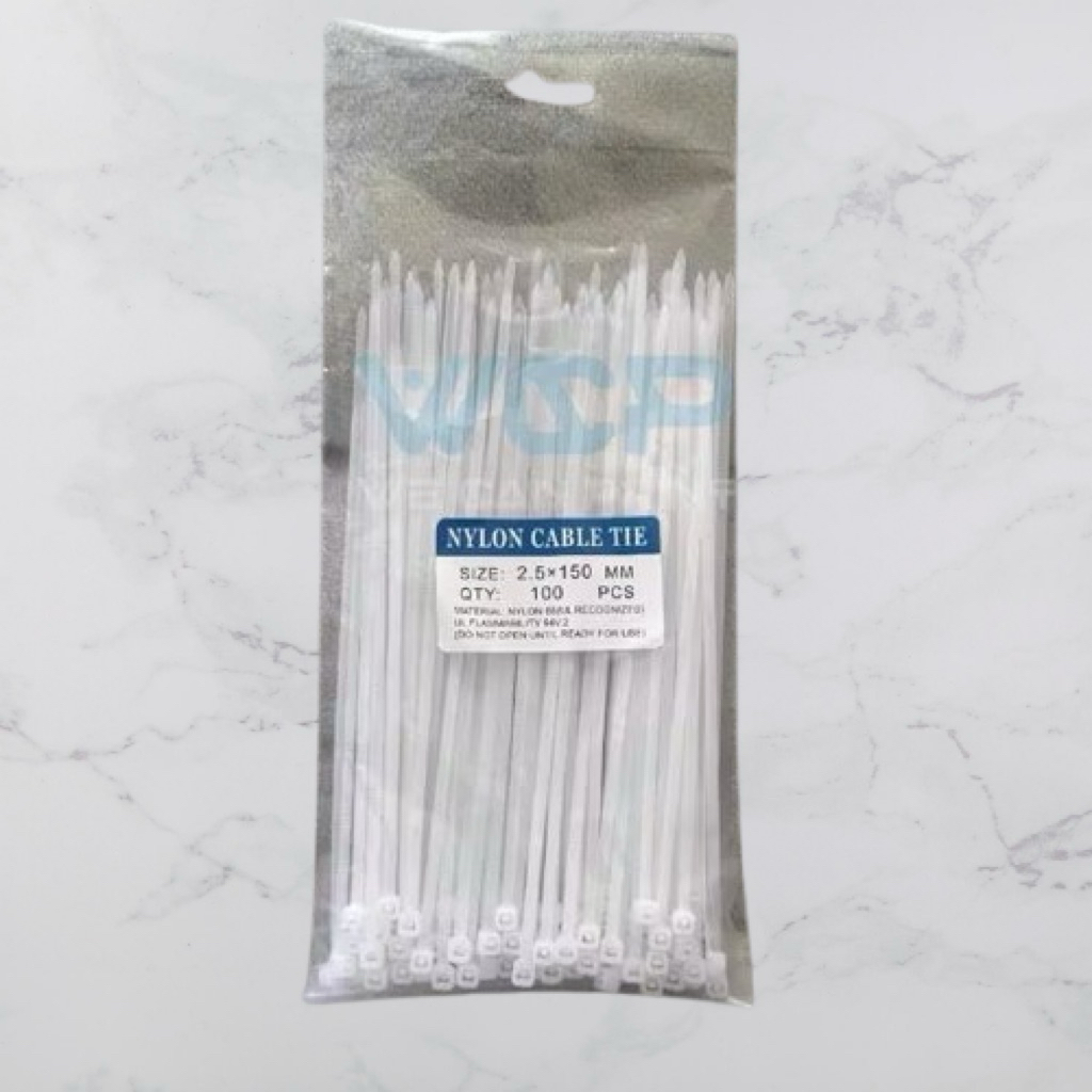 

Cable Ties uk. 2.5 x 150mm Nylon/ Cable Tie Hitam Putih