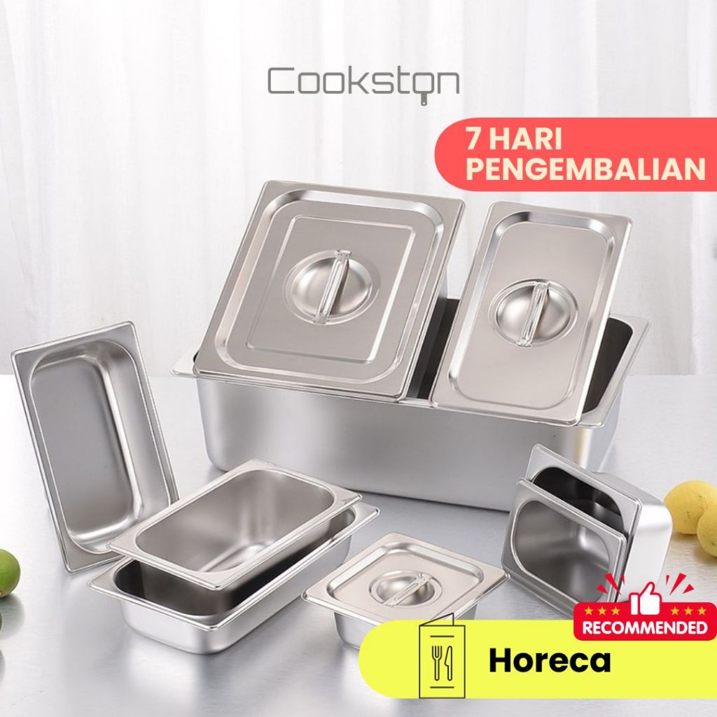 COOKSTON Stainless Steel Gastronom Food Pan GN Pan 1/2 - Insert Chafing Dish Food Grade PRASMANAN
