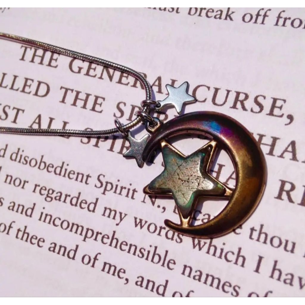 Kalung Liontin Pedant Etnik NYX Goddess Cosmic Energy Crescent Moon Stars Of The Night Lunar Witcher