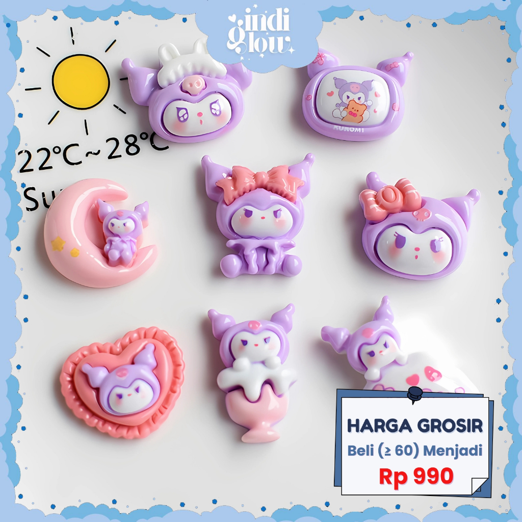 

IG Stiker 3D Resin Clay Per Pcs Stiker DIY Kuromi Purple Stiker Dekorasi Stiker Mainan Tempel 3D-010