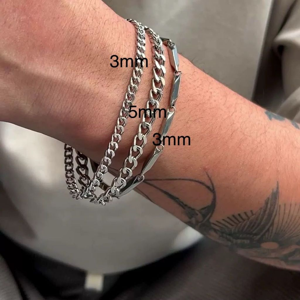 Gelang Pria Rantai Titanium Asli Original Anti Karat