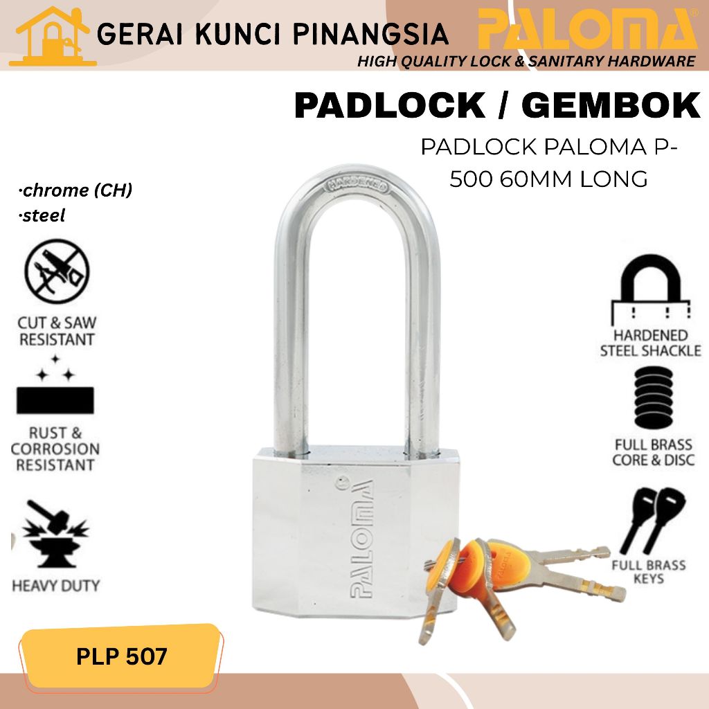 Gembok Paloma PLP 507 60mm long chrome