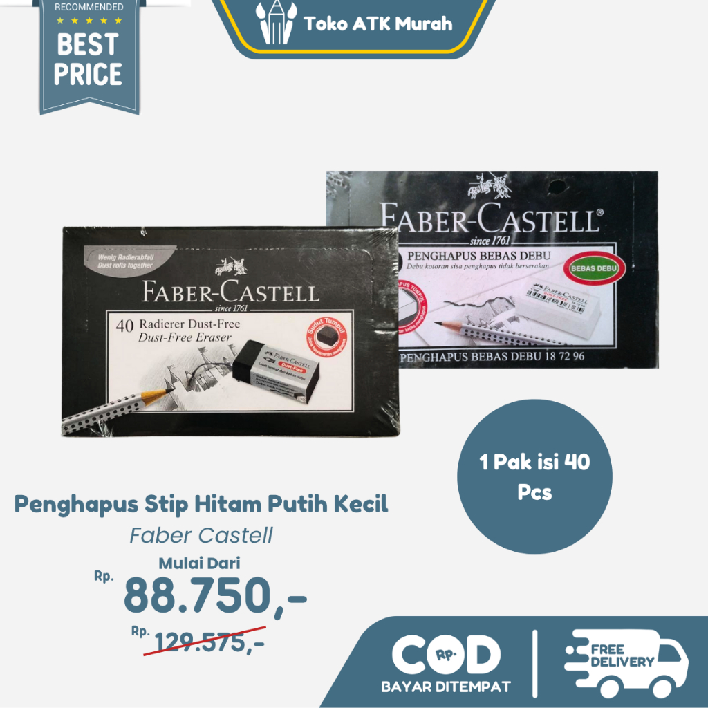 

1 PAK / 40 Pcs Penghapus Stip Faber Castell Kecil Putih Fabercastell Eraser