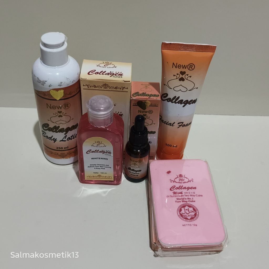 Paket Collagen 5In1 Whitening Original // serum glowing, toner, lotion, bedak twc, facial foam
