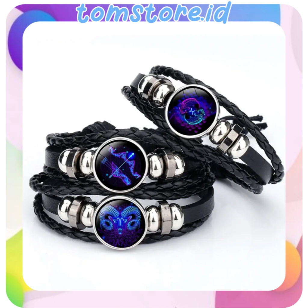 TOMSTORE.ID A004 GELANG ZODIAK GLOW IN THE DARK GELANG UNISEX GELANG WANITA PRIA GELANG KOREA COD