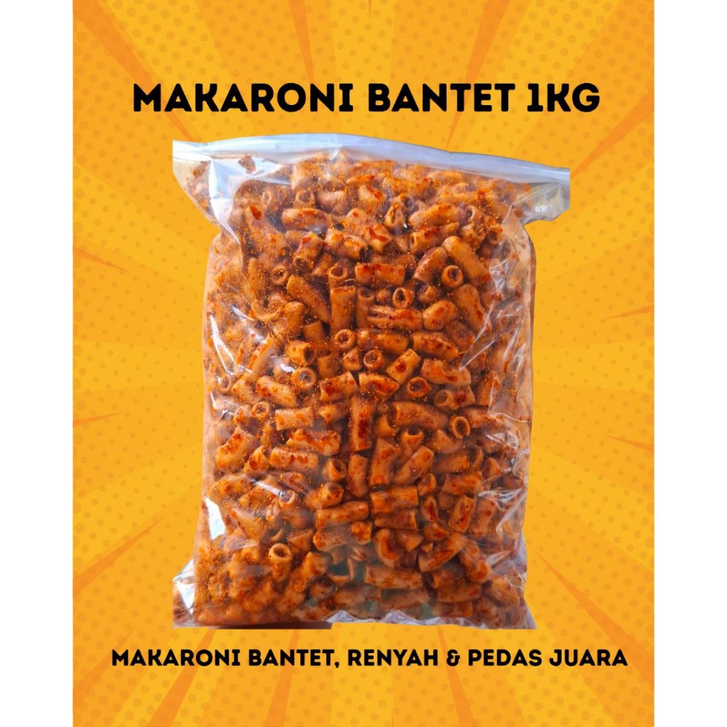 

Makaroni Bantet 1 Kilogram – Cemilan Pedas Renyah Gurih – Snack Makaroni Kiloan Rasa Original, Pedas Sedang, dan Xstra Pedas – Cocok Buat Reseller