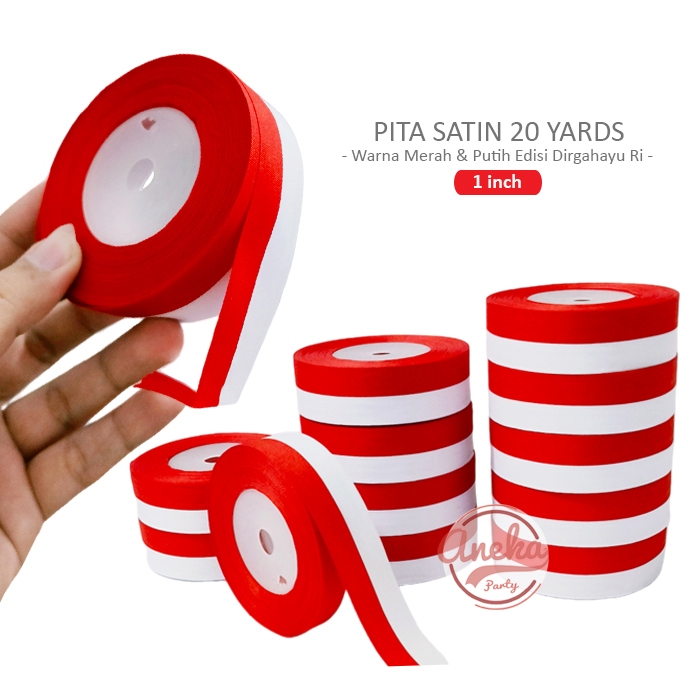 

Pita satin merah putih 1 inci / hiasan 17 agustus / HUT RI / pita kain aksesoris HUT RI merah putih