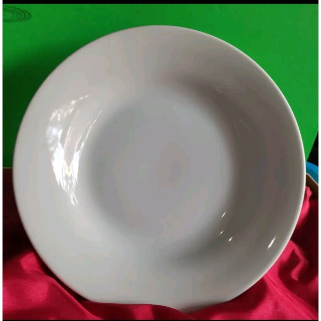 Pirirng Keramik Putih Polos Sunbird 9" Piring Makan Nasi Polos