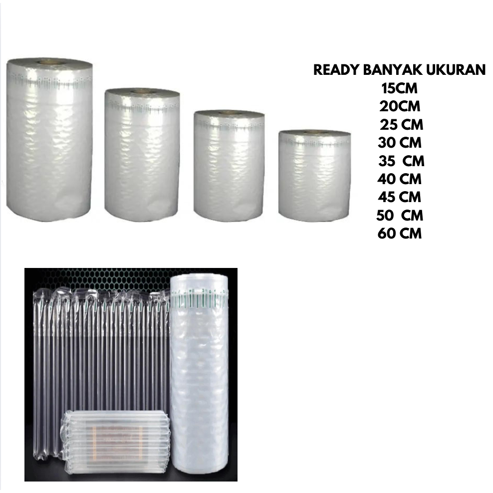 

Air Cushion Poly Bubble Kantong Pembungkus Barang Pecah Belah Ukuran 40 Cm x 50 M Tebal 60 Um