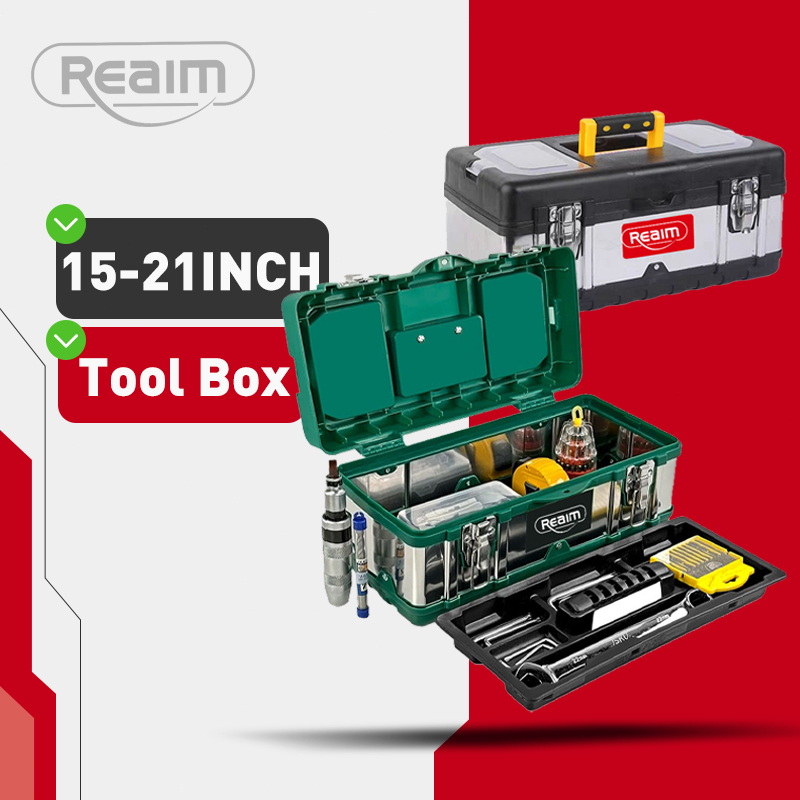 Reaim Tool Box Besar 15-21 Inch Box /Besi Baja Kotak Perkakas /kotak perkakas besi /kotak alat plast