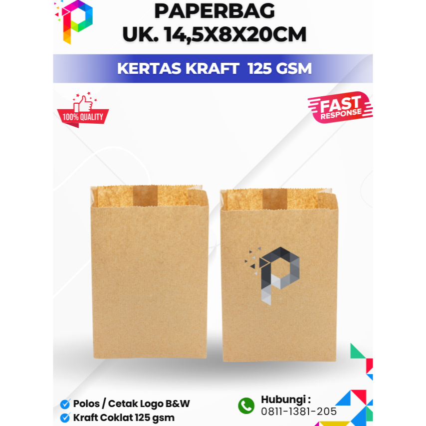 

Paperbag Coklat Polos / Cetak Logo Uk 14,5 x 8 x 20 cm / Kantong Belanja / Tas Belanja