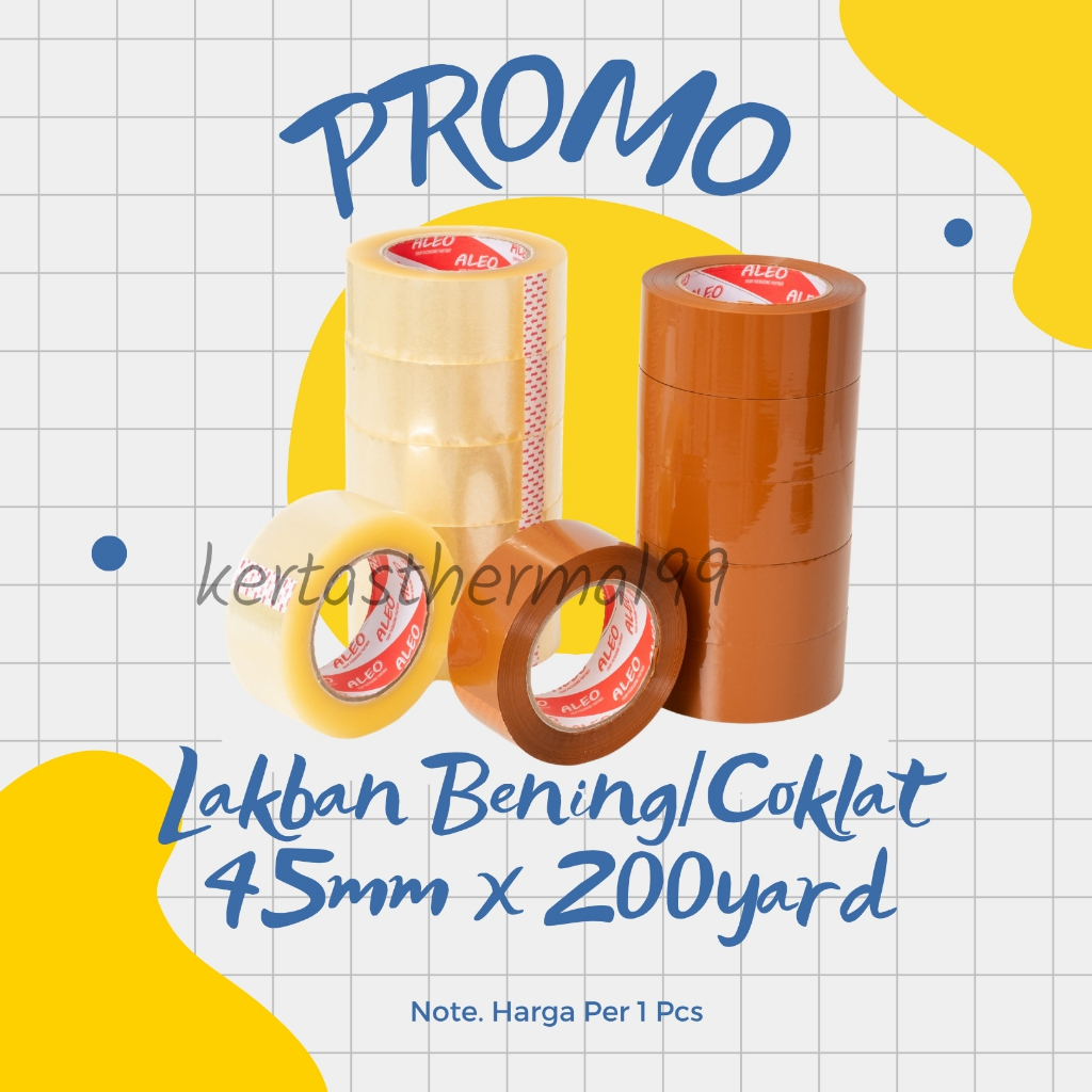 

Lakban Bening 45mm x 200 Yard - Lakban Coklat 45mm x 200 Yard JUMBO ALEO