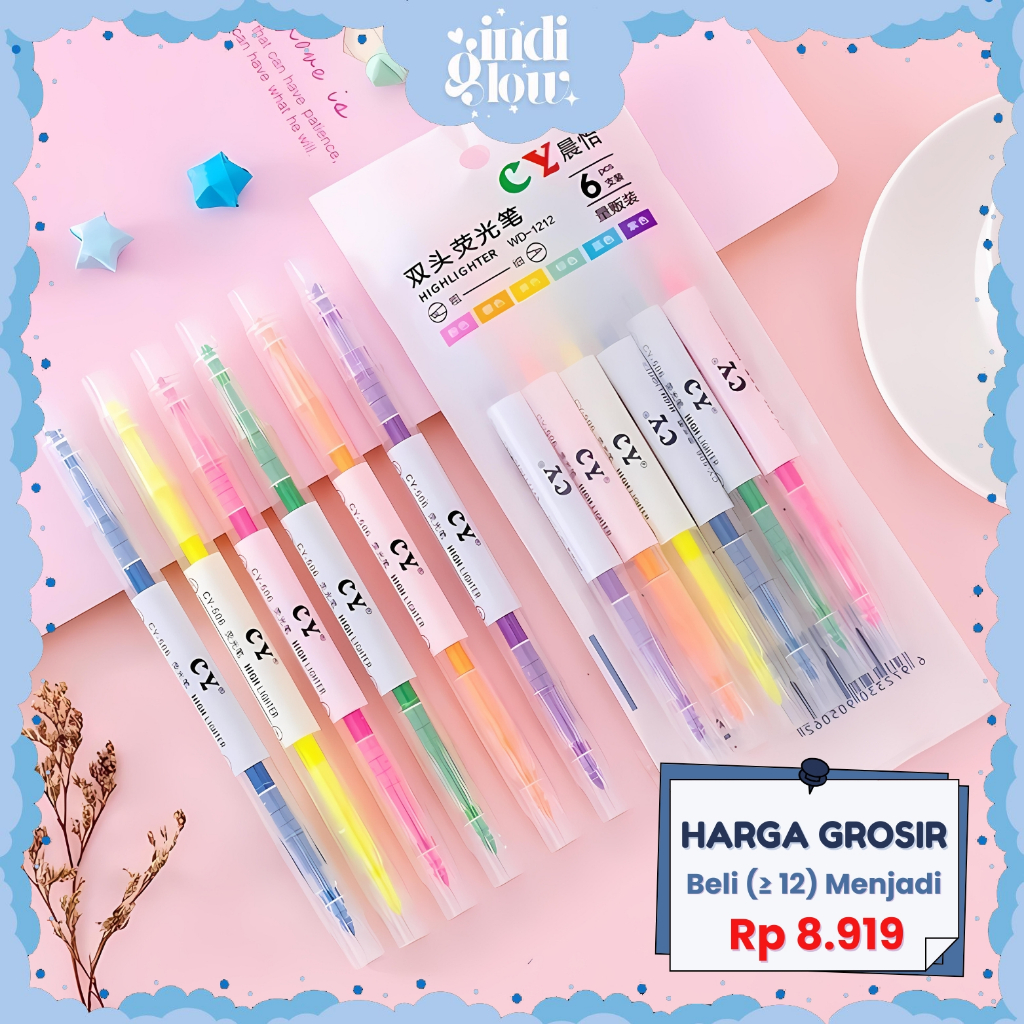 

IG Stabilo 6 Warna 2 Sisi Higlighter Stabilo Warna Warni 1 Set Stabilo Penanda Buku Stationery LG-23