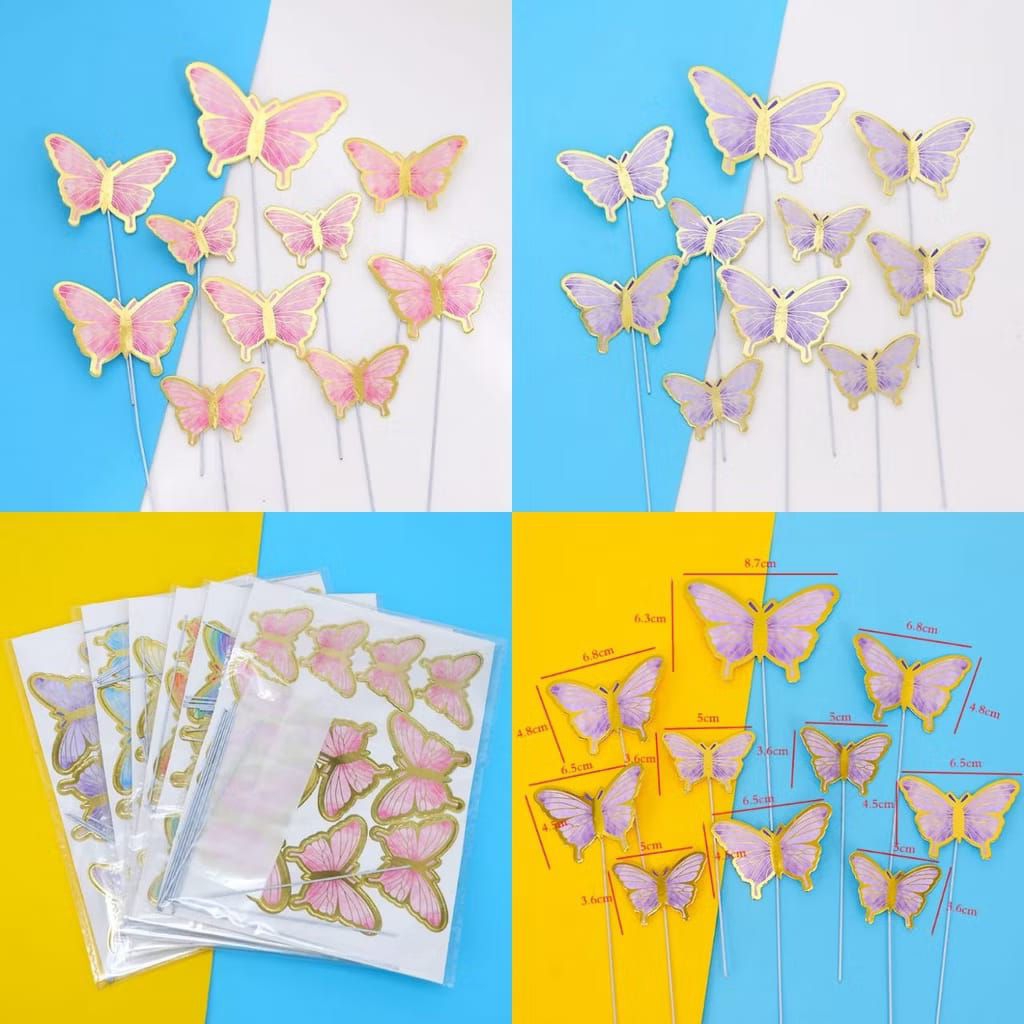 TOPPER KUPU-KUPU ULANG TAHUN - TOPPER BUKET KUPU-KUPU - TOPPER HIASAN KUE