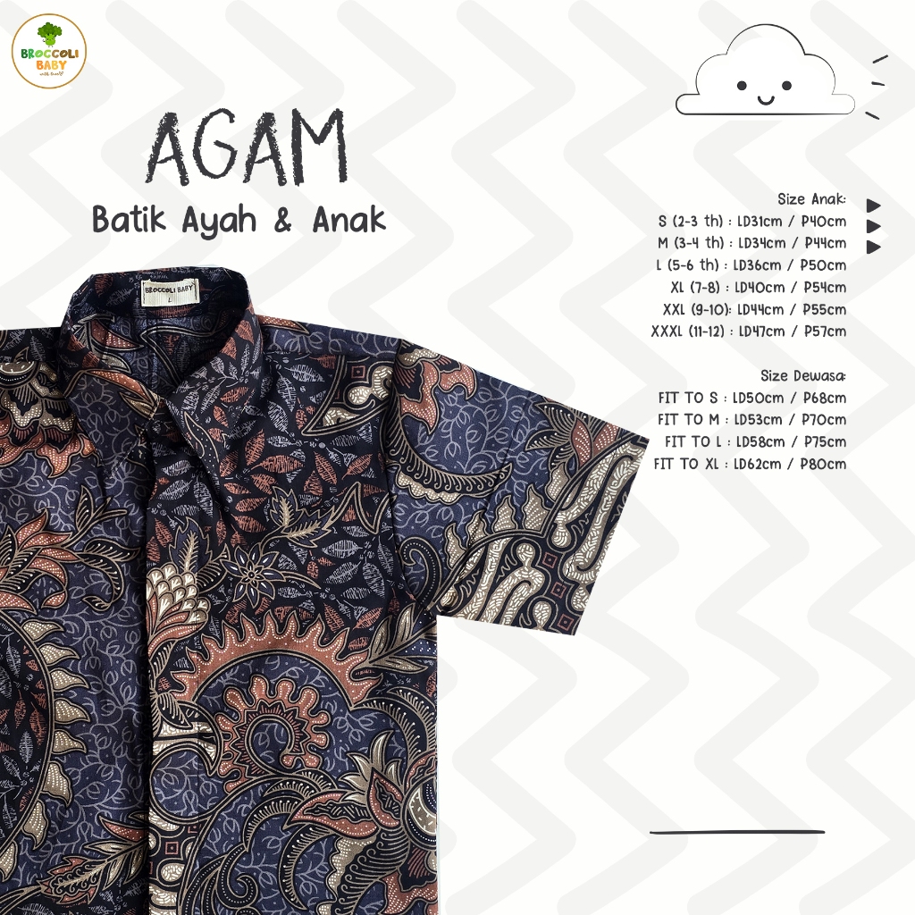 BROCCOLI BABY - Kemeja Batik Hem Anak AGAM BANYUBIRU CAKRA DIMITRI Lengan Pendek