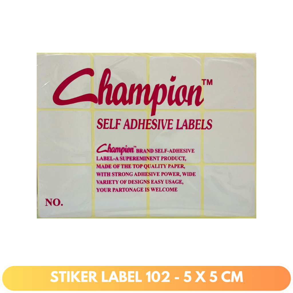 

CHAMPION Label Stiker 102 / 5 x 5 cm / 5 Lembar / 120 Stiker