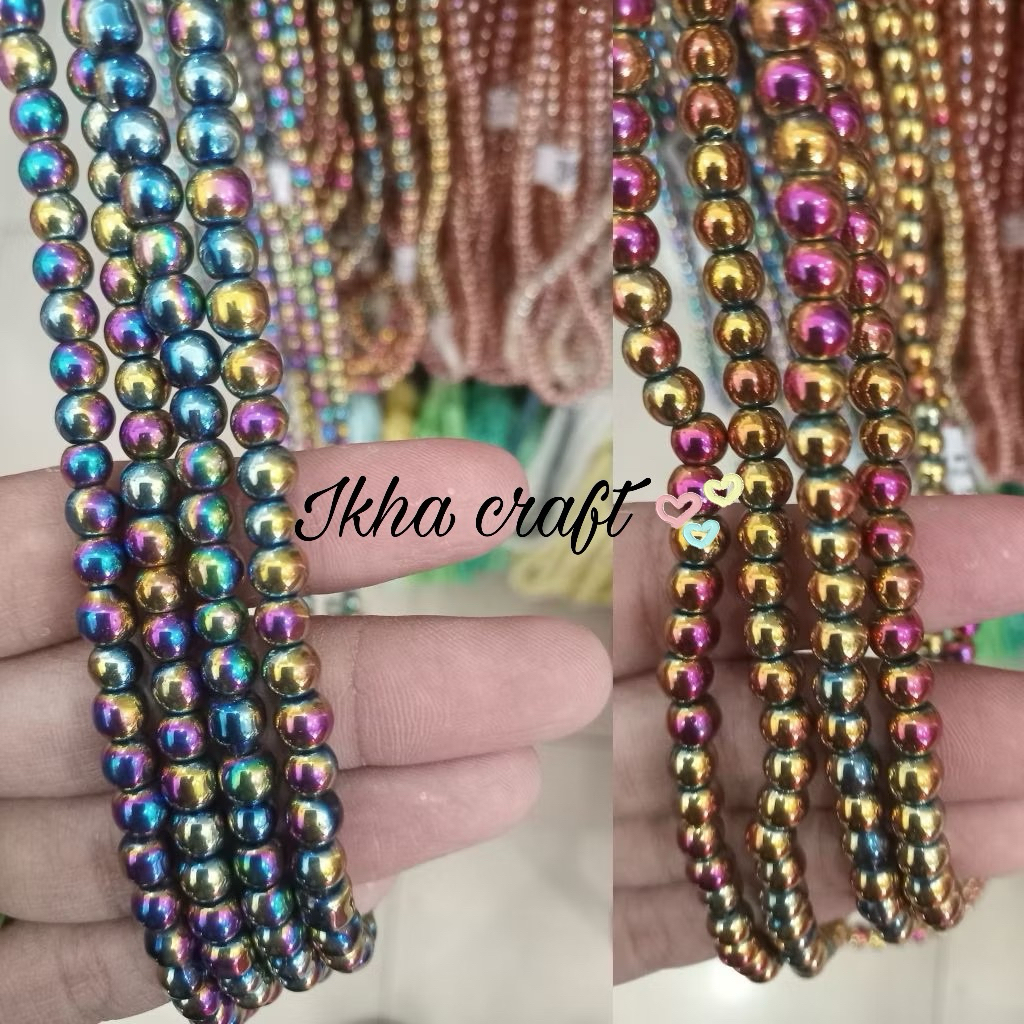 Batu Kaca Metalik 6mm - Batu Gelang - Batu Metalik 6mm Per Renteng