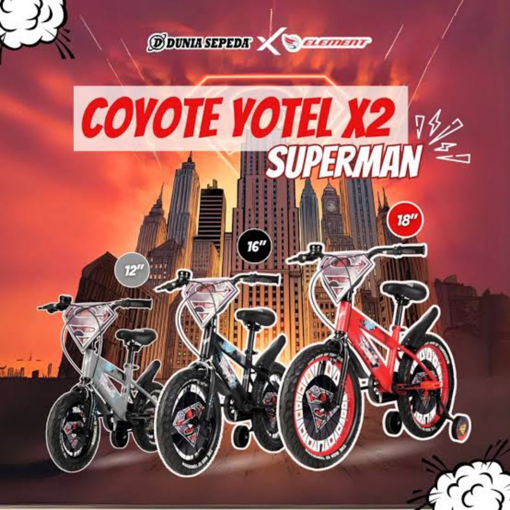 SEPEDA ANAK BMX 12 / 16 / 18 INCH ELEMENT COYOTE YOTEL XONE PASTEL YOTEL X3 SPIDERMAN YOTEL X2 SUPER