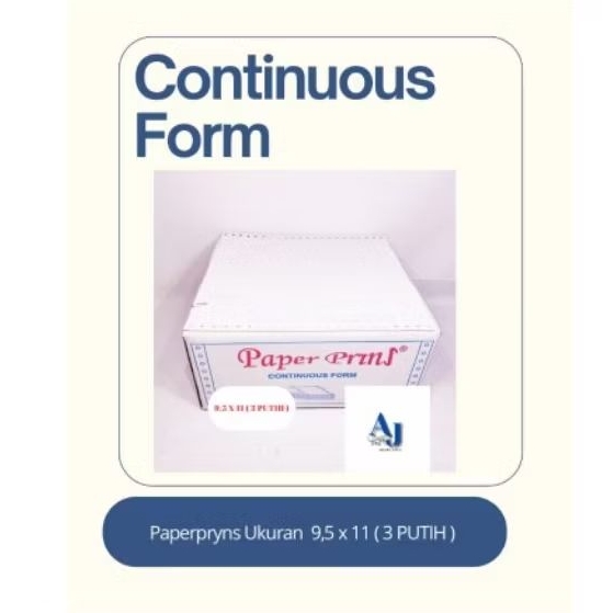 

CONTINUOUS FORM PAPERPRYNS ( 9,5 X 11 ) 3 PUTIH