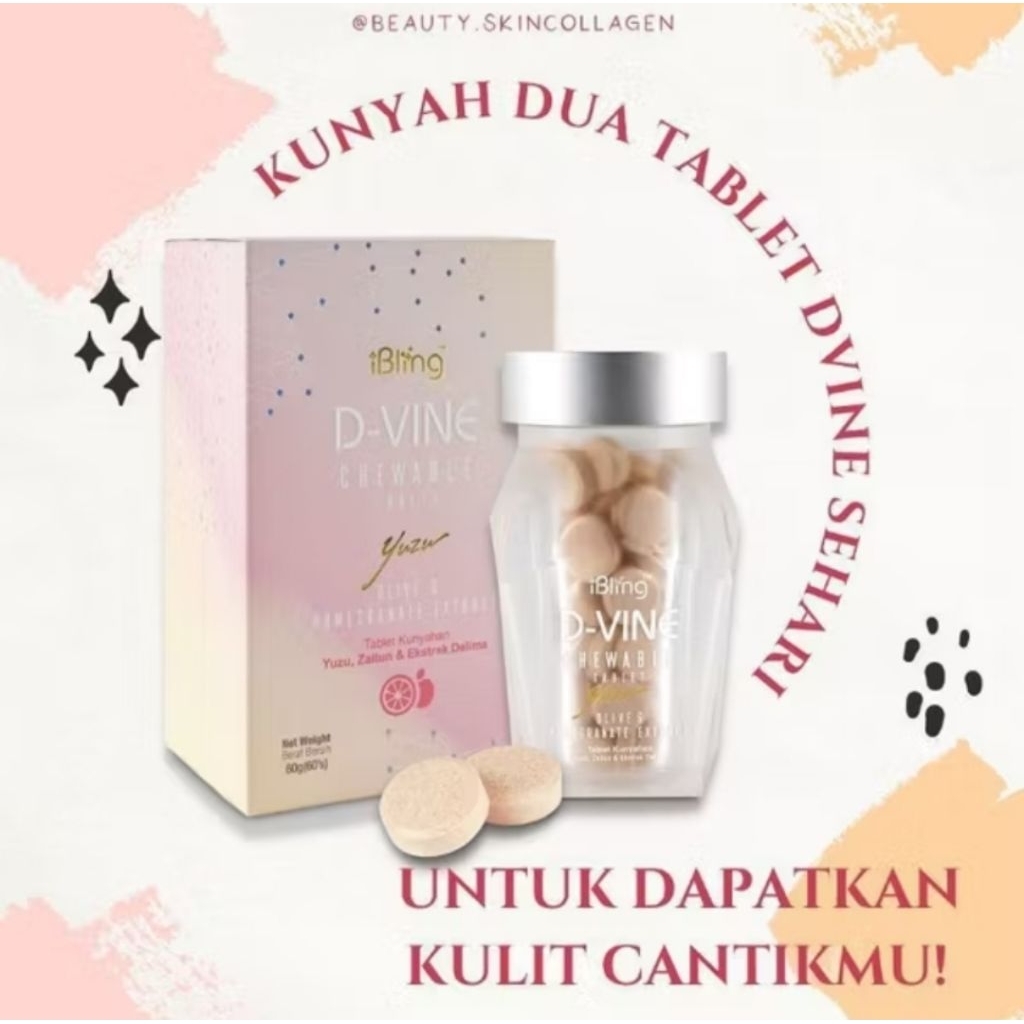 D VINE COLLAGEN ISI 30 BUTIR ORIGINAL CANDY DVINE COLLAGEN Pemutih Kulit Badan, D-VINE COLLAGEN ORIG