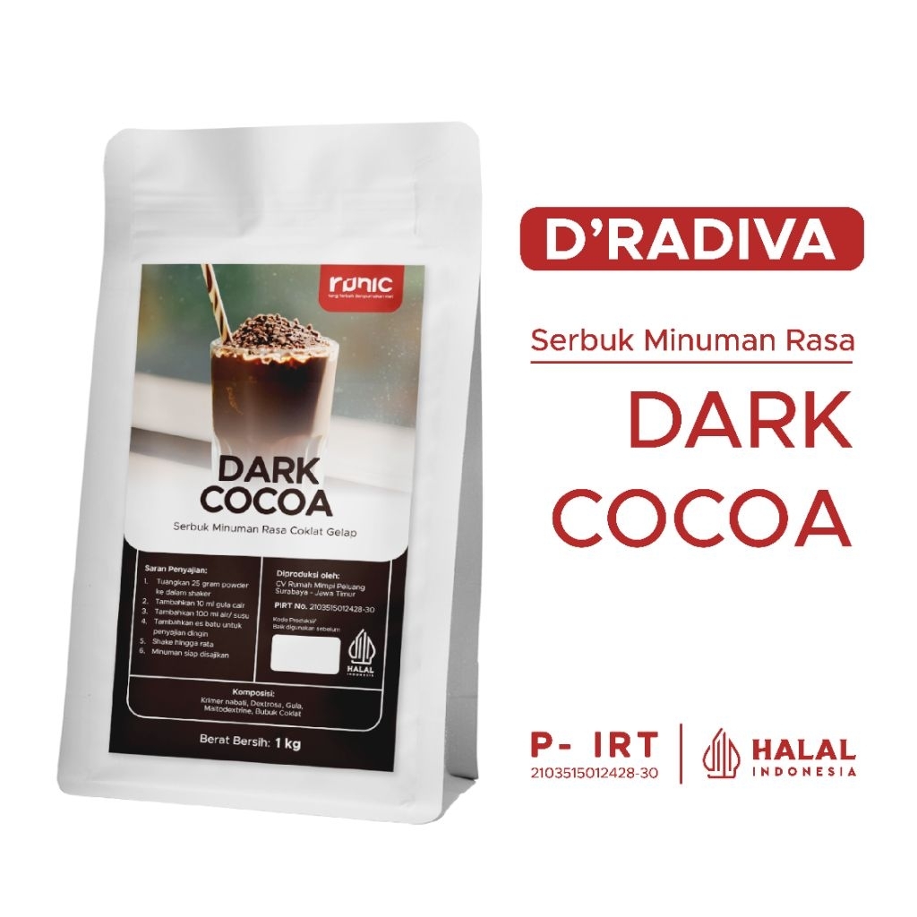 

Bubuk Minuman Premium Dark Cocoa RUNIC 1kg